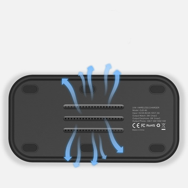 Chargeur Sans Fil 3-en-1 Magnétique – Charge Rapide pour Téléphone, Montre et Écouteurs