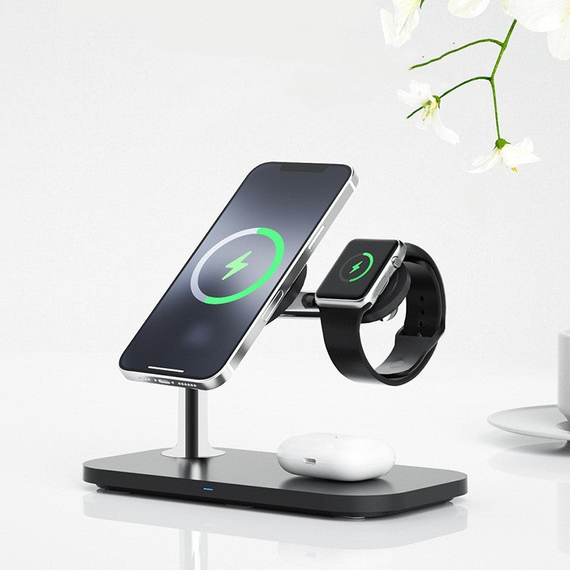 Chargeur Sans Fil 3-en-1 Magnétique – Charge Rapide pour Téléphone, Montre et Écouteurs